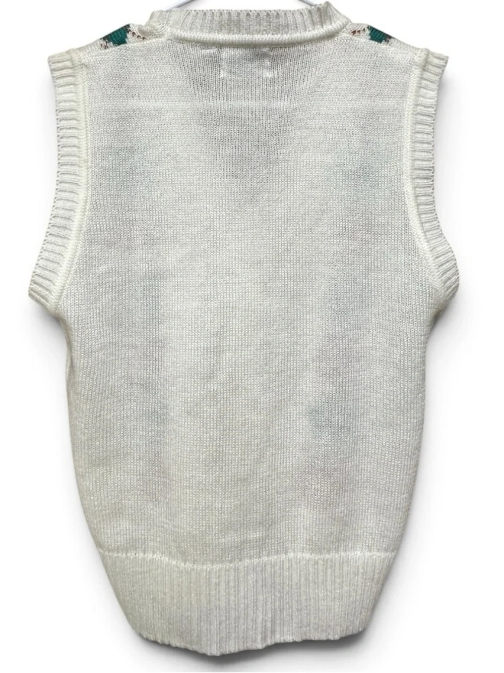 Wye Oaks Ivory Argyle Knit Cardigan Sweater Vest Women’s Medium Classic Preppy